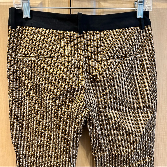 ZARA Patterned Cropped Ankle Pants w Contrasting Waistband - Picture 4 of 7